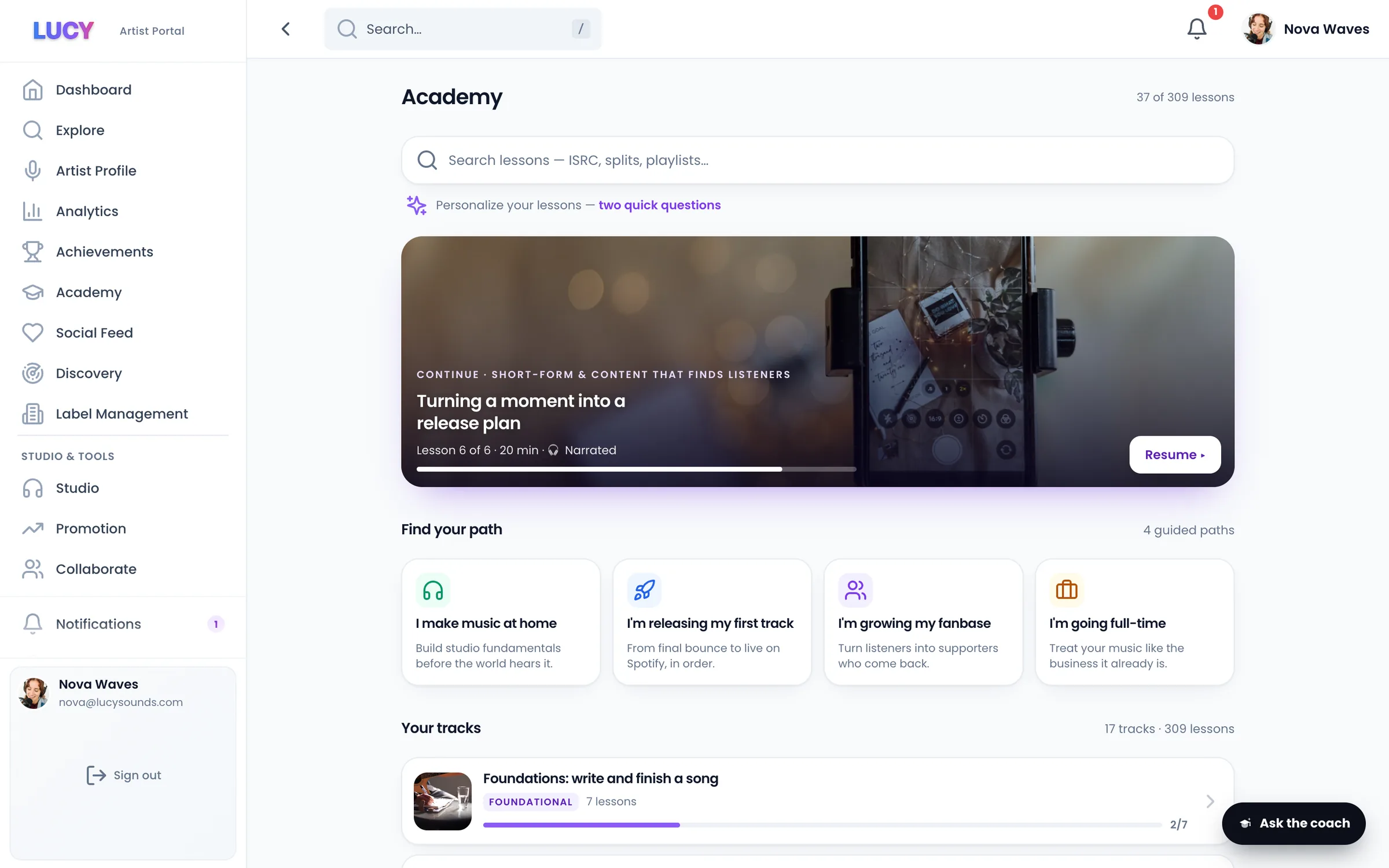 LUCY Academy: lessons with an AI coach